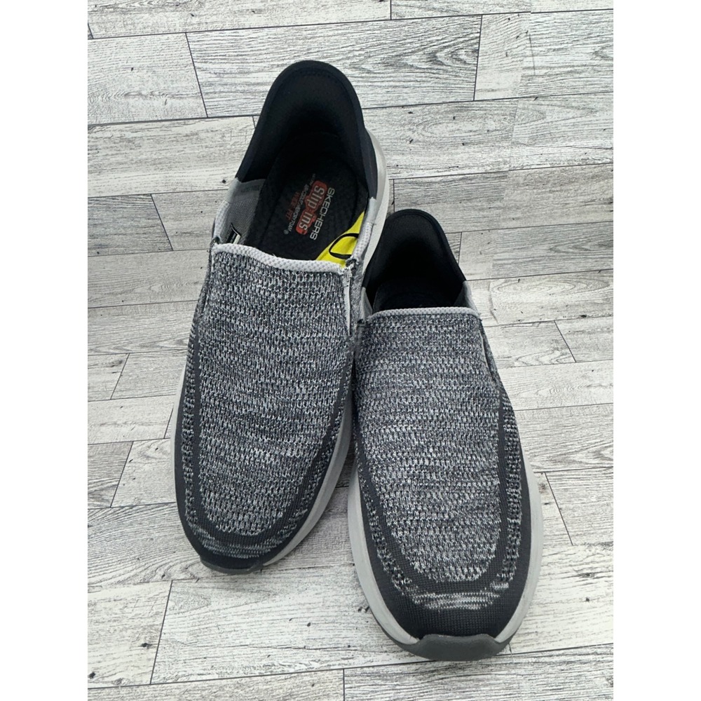 Skechers Slip Ins Men's Size 10.5 Wide‎ Fit Black Grey Athletic Shoes